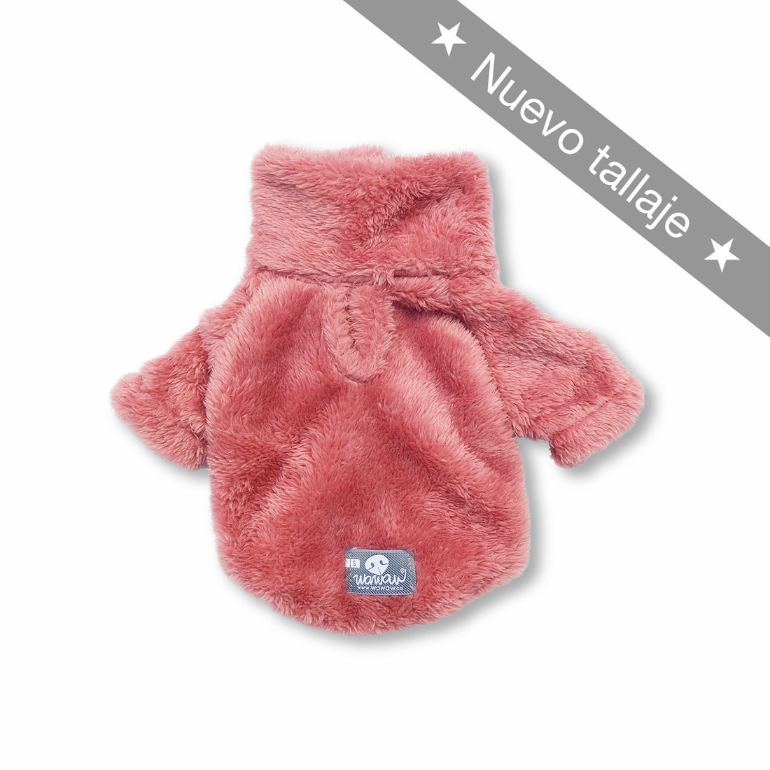 Saco cuello alto guayaba cremallera naranja Wawaw para mascotas perros y gatos.