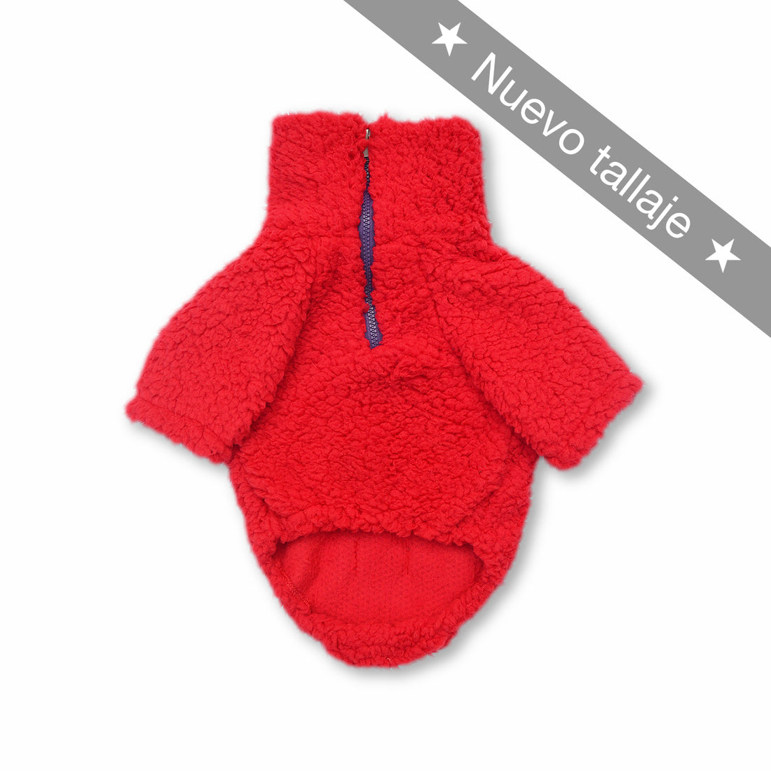 Saco cuello alto borrego rojo con cremallera Wawaw para mascotas perros y gatos.