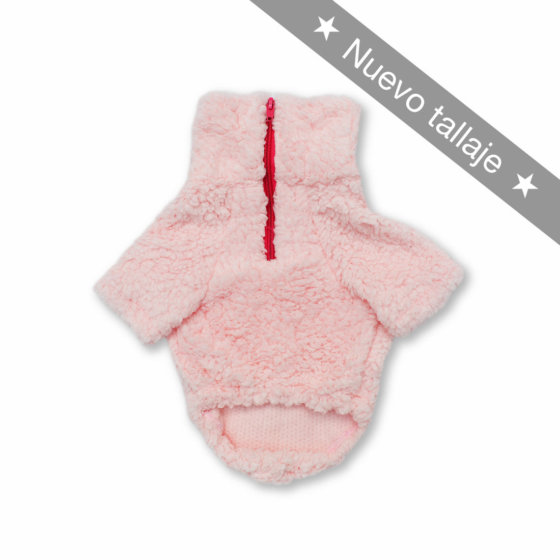 Saco cuello alto borrego rosa con cremallera Wawaw para mascotas perros y gatos.