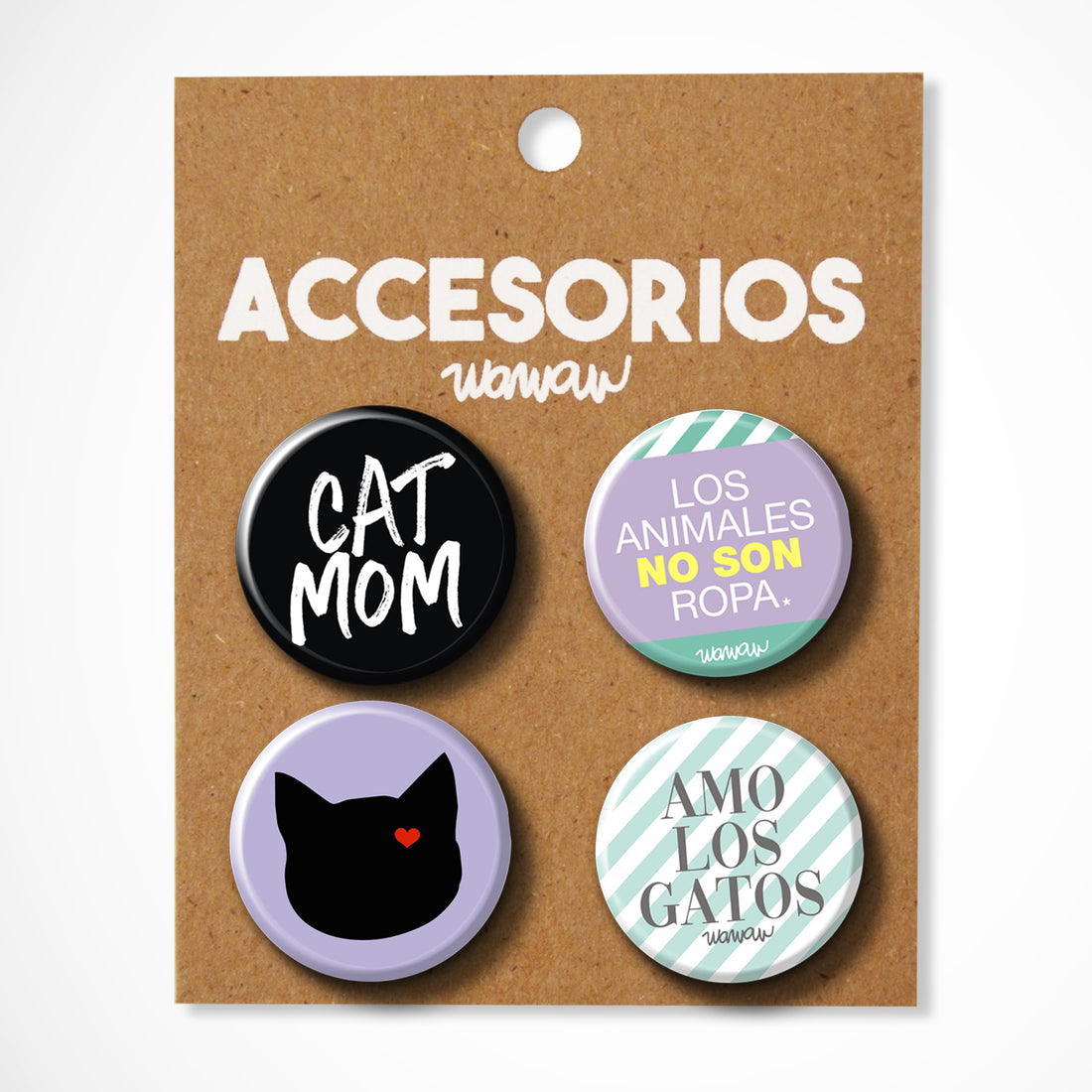 Kit botones gato Wawaw para mascotas perros y gatos.