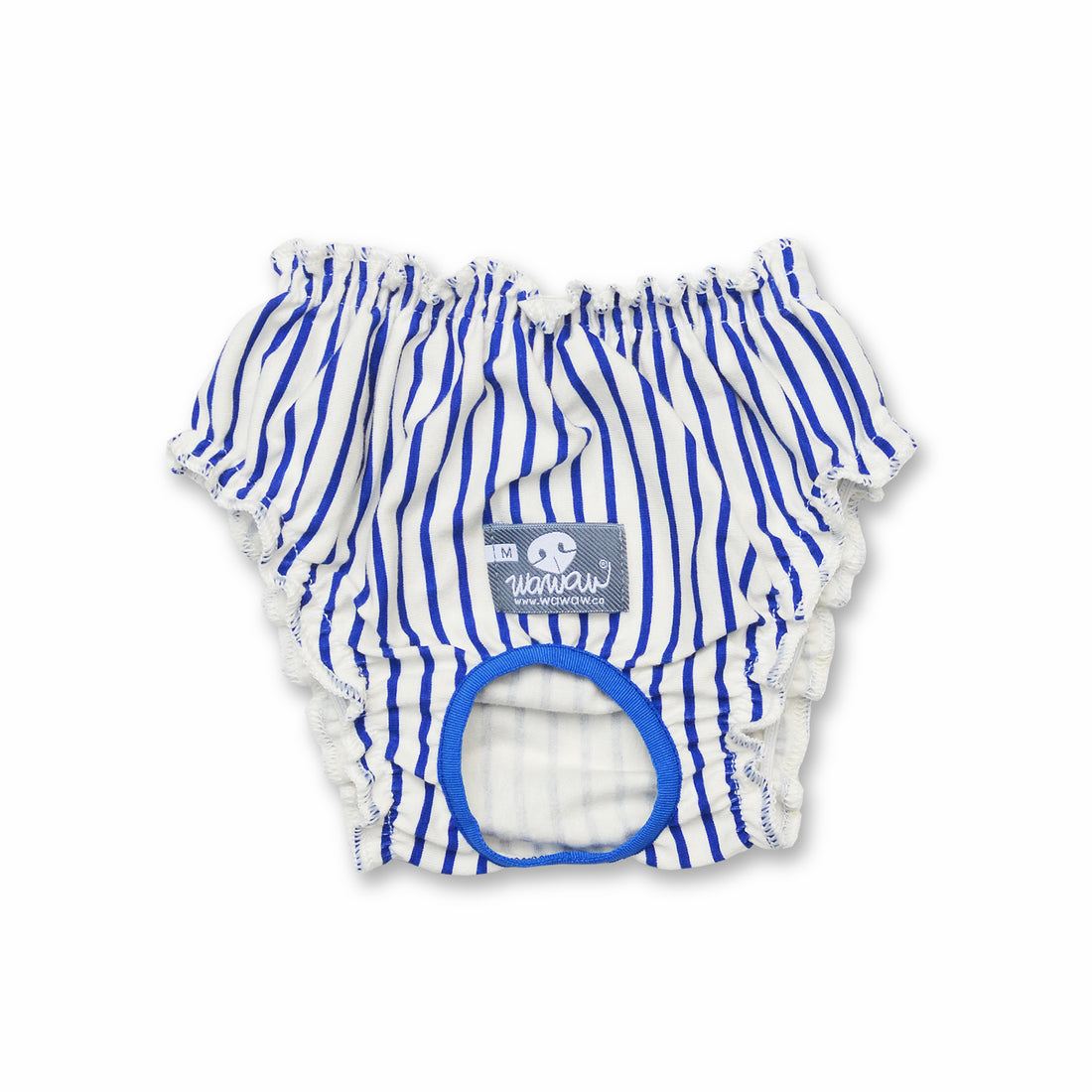 Calzones blanco rayas azul Wawaw para mascotas perros y gatos.