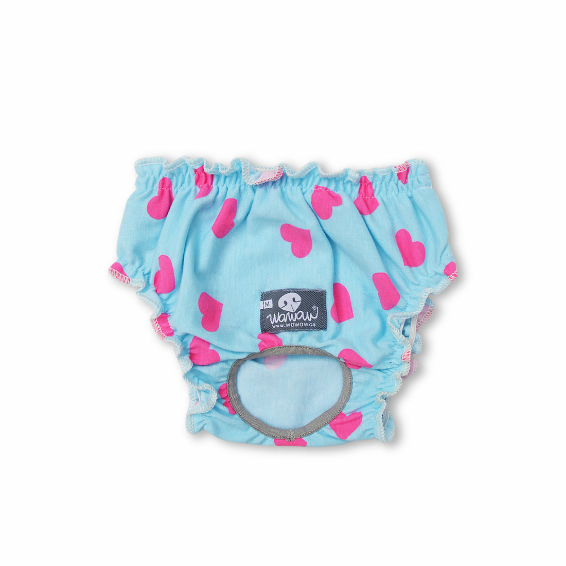 Calzones azul corazones fucsia Wawaw para mascotas perros y gatos.