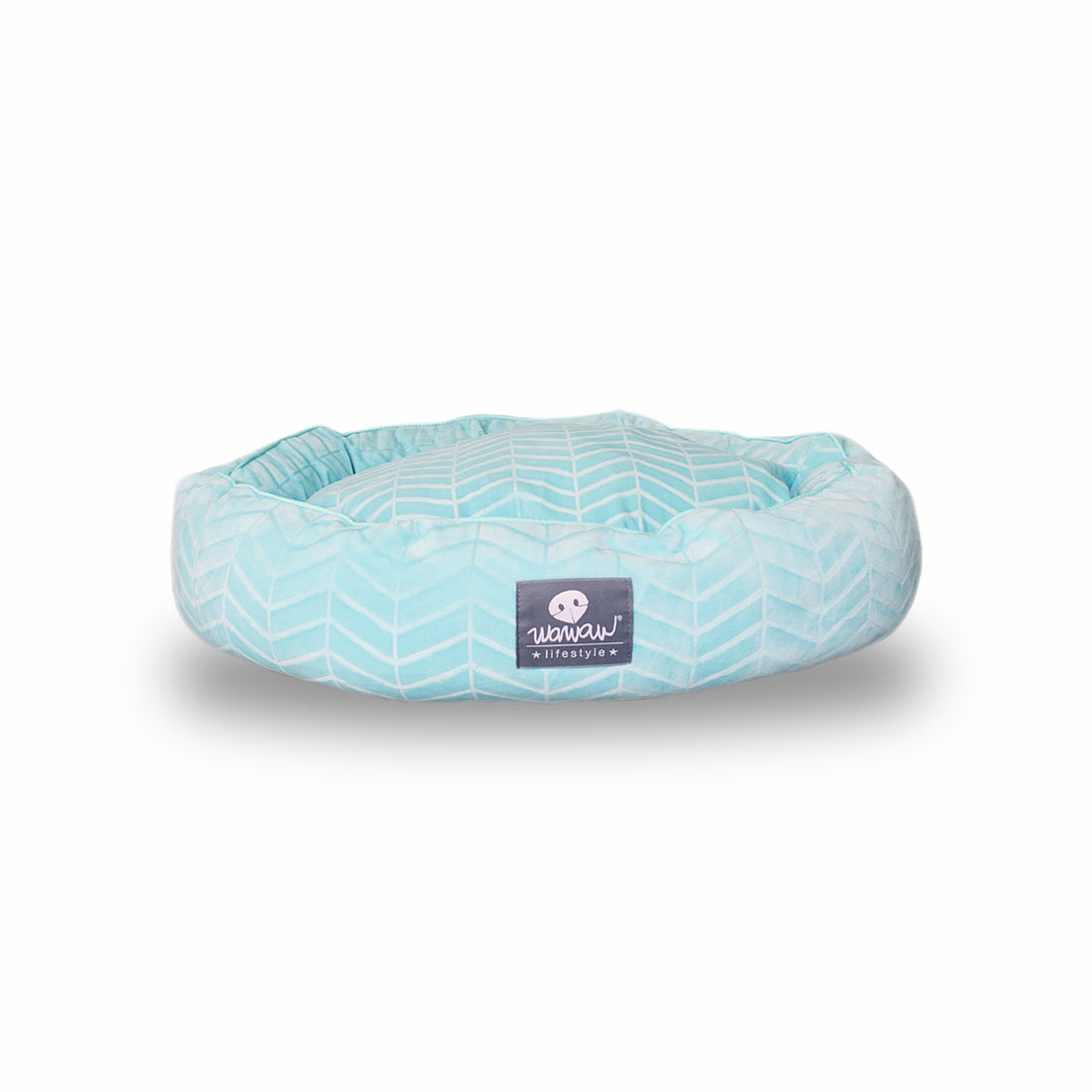 Cama ovalada menta Wawaw para mascotas perros y gatos.