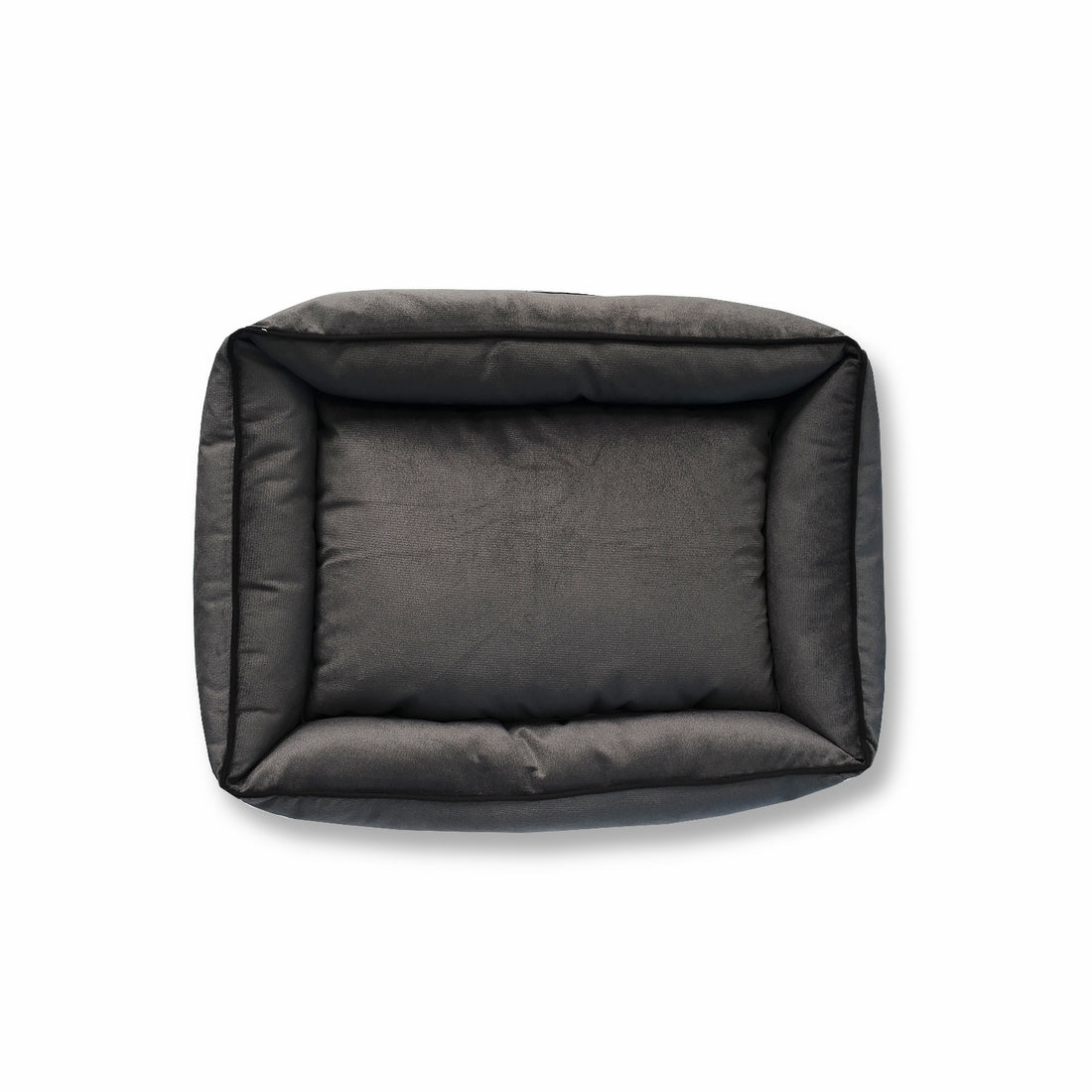Cama rectangular gris borde negro Wawaw para mascotas perros y gatos.