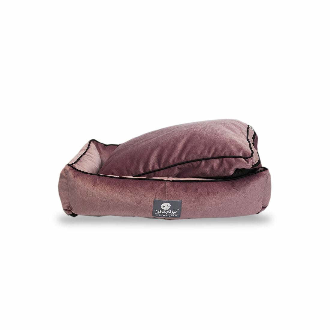 Cama rectangular lila Wawaw para mascotas perros y gatos.