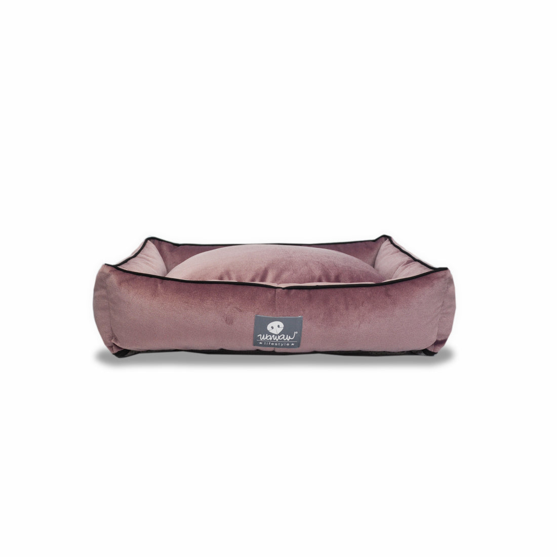 Cama rectangular lila Wawaw para mascotas perros y gatos.