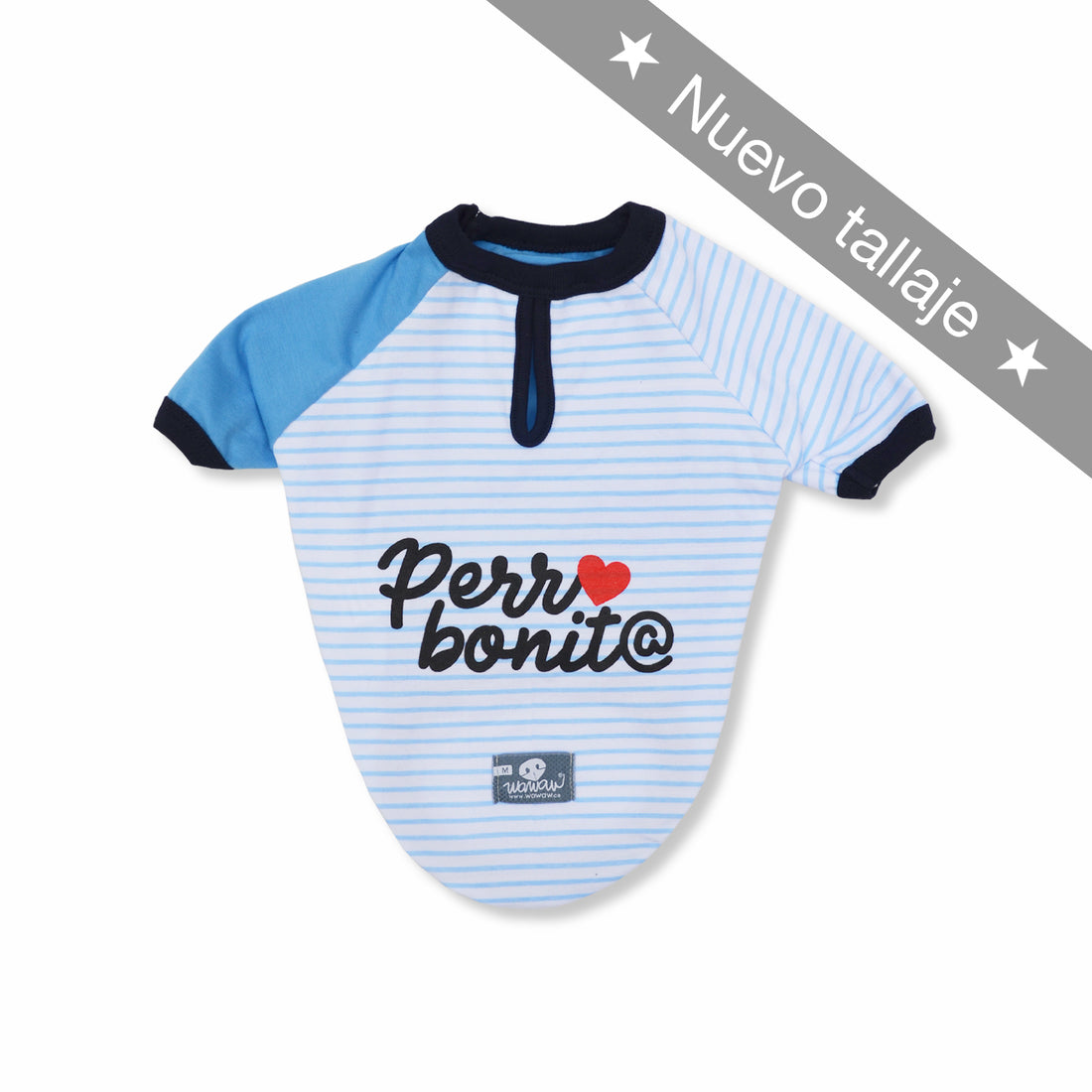 Camiseta perr@ bonit@ azul Wawaw para mascotas perros y gatos.
