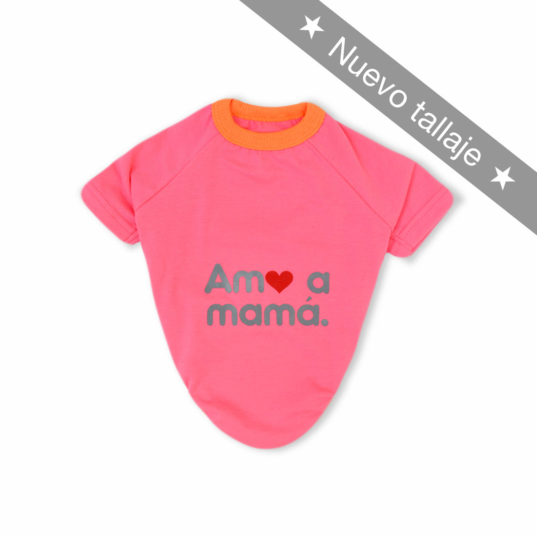 Camiseta fucsia neón mamá Wawaw para mascotas perros y gatos.