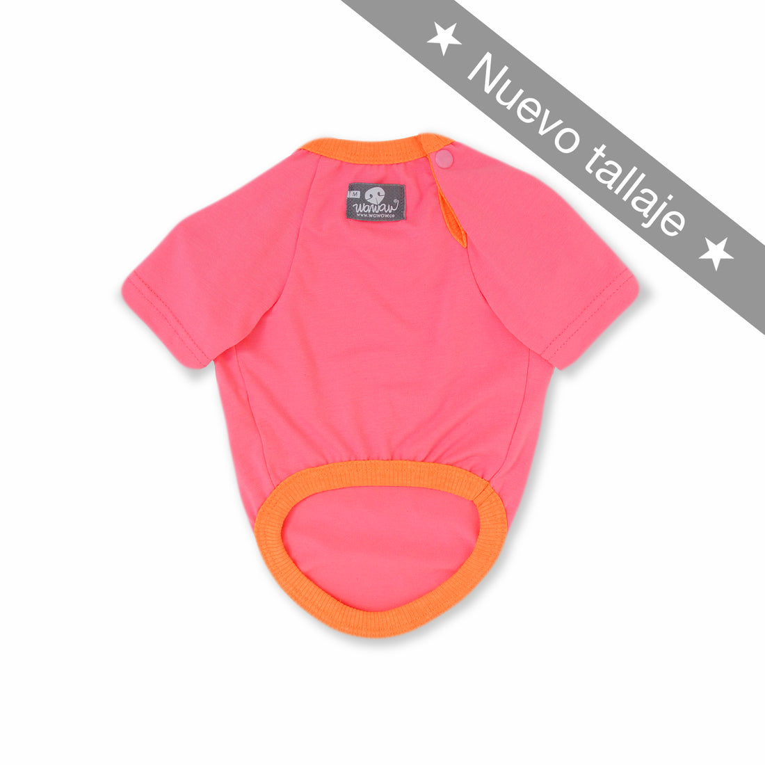 Camiseta fucsia neón mamá Wawaw para mascotas perros y gatos.