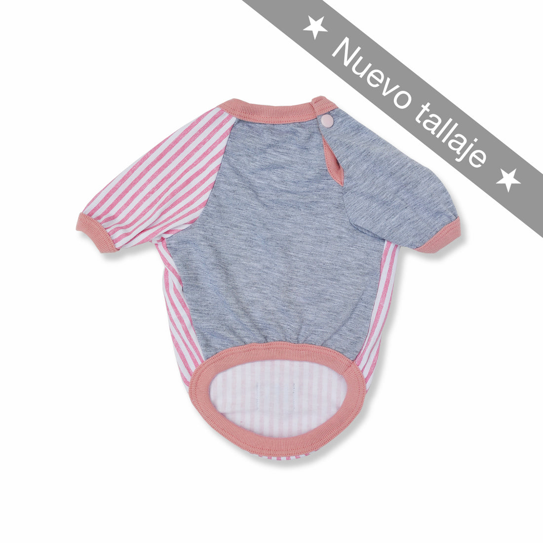 Camiseta panda rayas rosa Wawaw para mascotas perros y gatos.