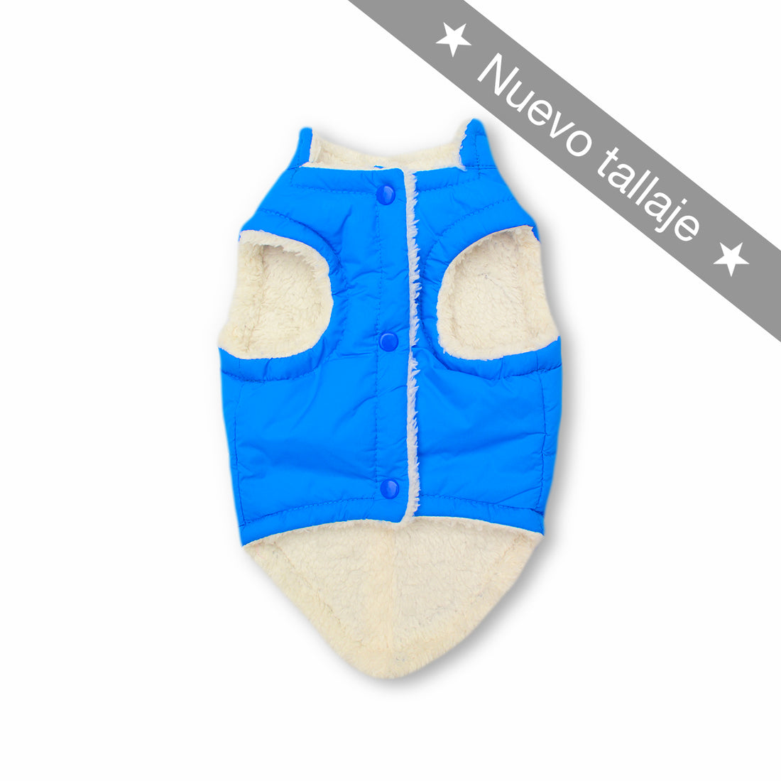 Chaleco azul cariñosito marfil Wawaw para mascotas perros y gatos.