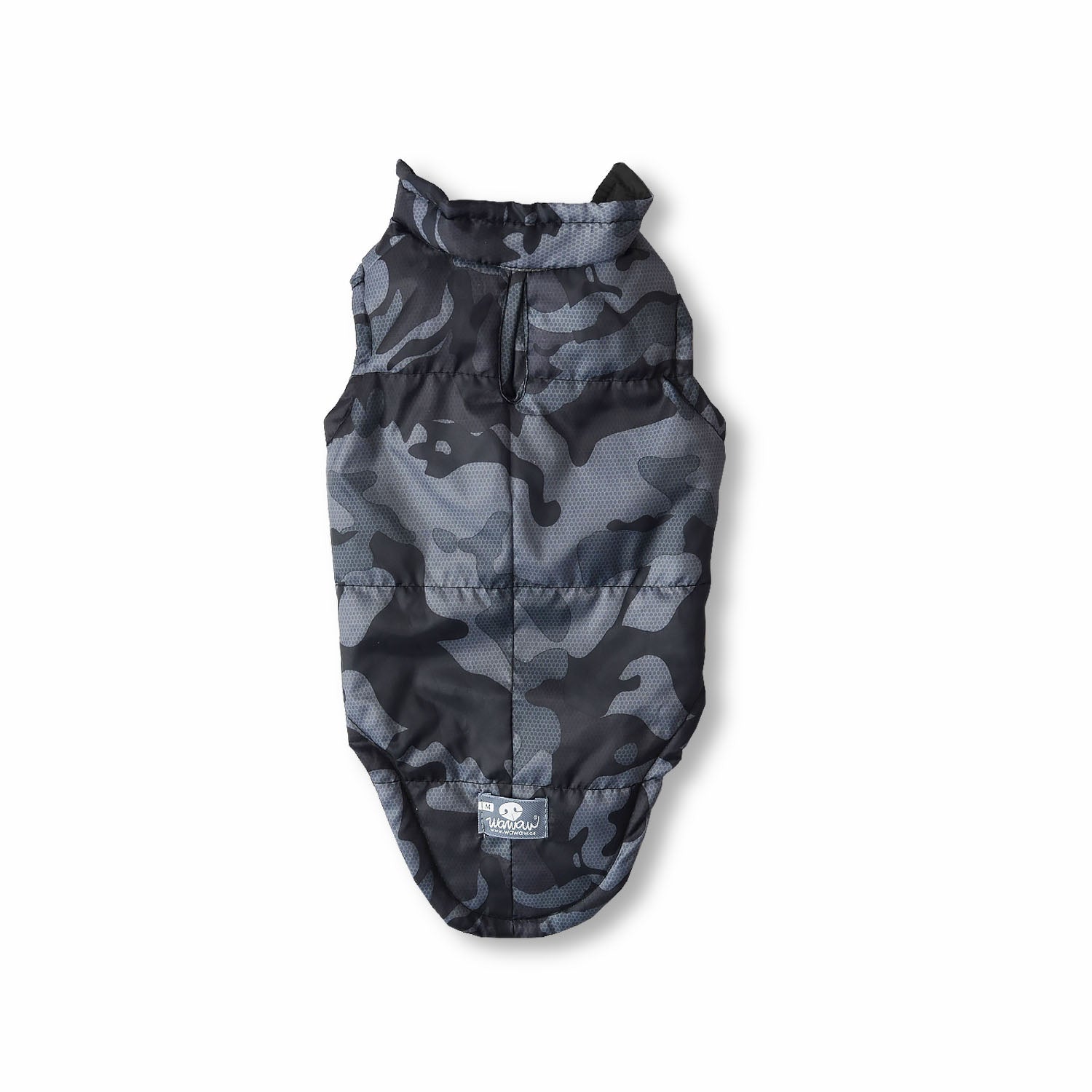 Chaleco largo especial camuflado gris Wawaw para mascotas perros y gatos.