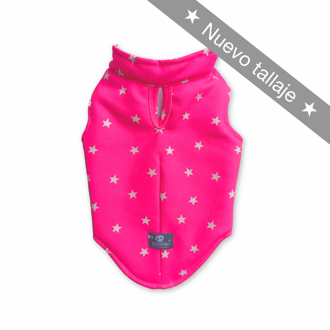 Chaleco fucsia estrellas blancas Wawaw para mascotas perros y gatos.