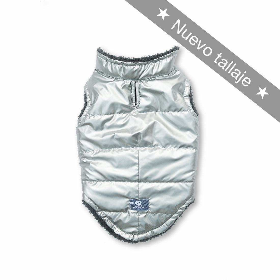 Chaleco metalizado gris Wawaw para mascotas perros y gatos.