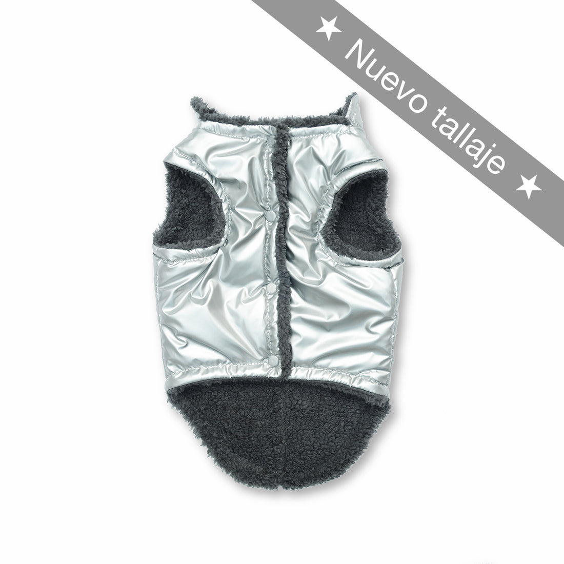 Chaleco metalizado gris Wawaw para mascotas perros y gatos.
