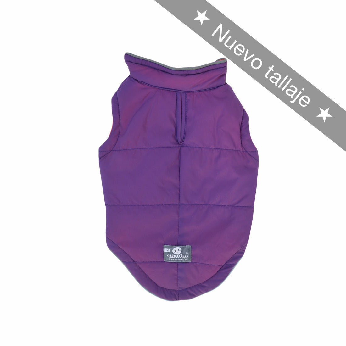Chaleco lifesaver morado y naranja Wawaw para mascotas perros y gatos.