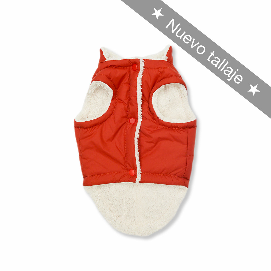 Chaleco rojo y cariñosito marfil Wawaw para mascotas perros y gatos.