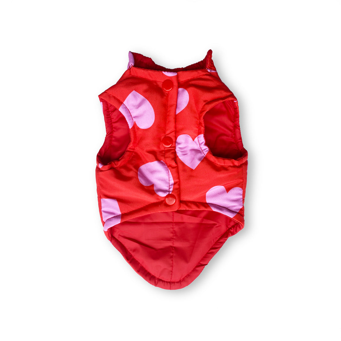 Chaleco rojo corazones rosa Wawaw para mascotas perros y gatos.