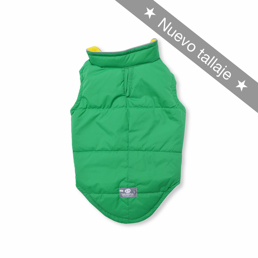 Chaleco lifesaver verde y amarillo reflectivo Wawaw para mascotas perros y gatos.