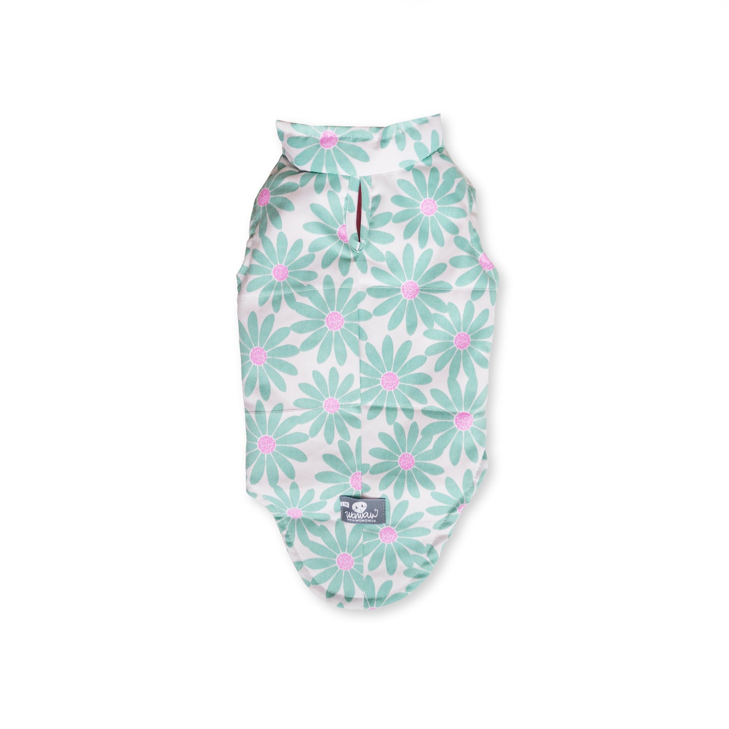 🌭 Chaleco dril menta margaritas verde y fucsia  para larguitos