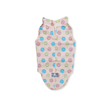 🌭 Chaleco dril naranja caritas azul, amarillo y rosa para larguitos