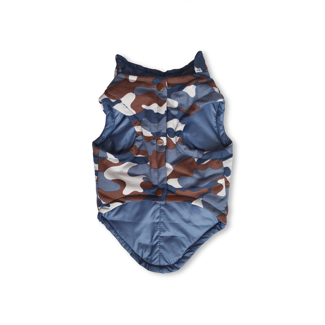 Chaleco dril camuflado azul y marrón