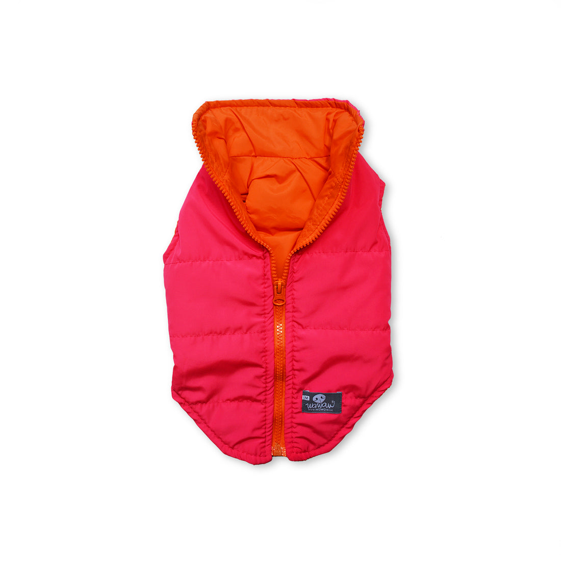Chaleco fucsia cremallera naranja