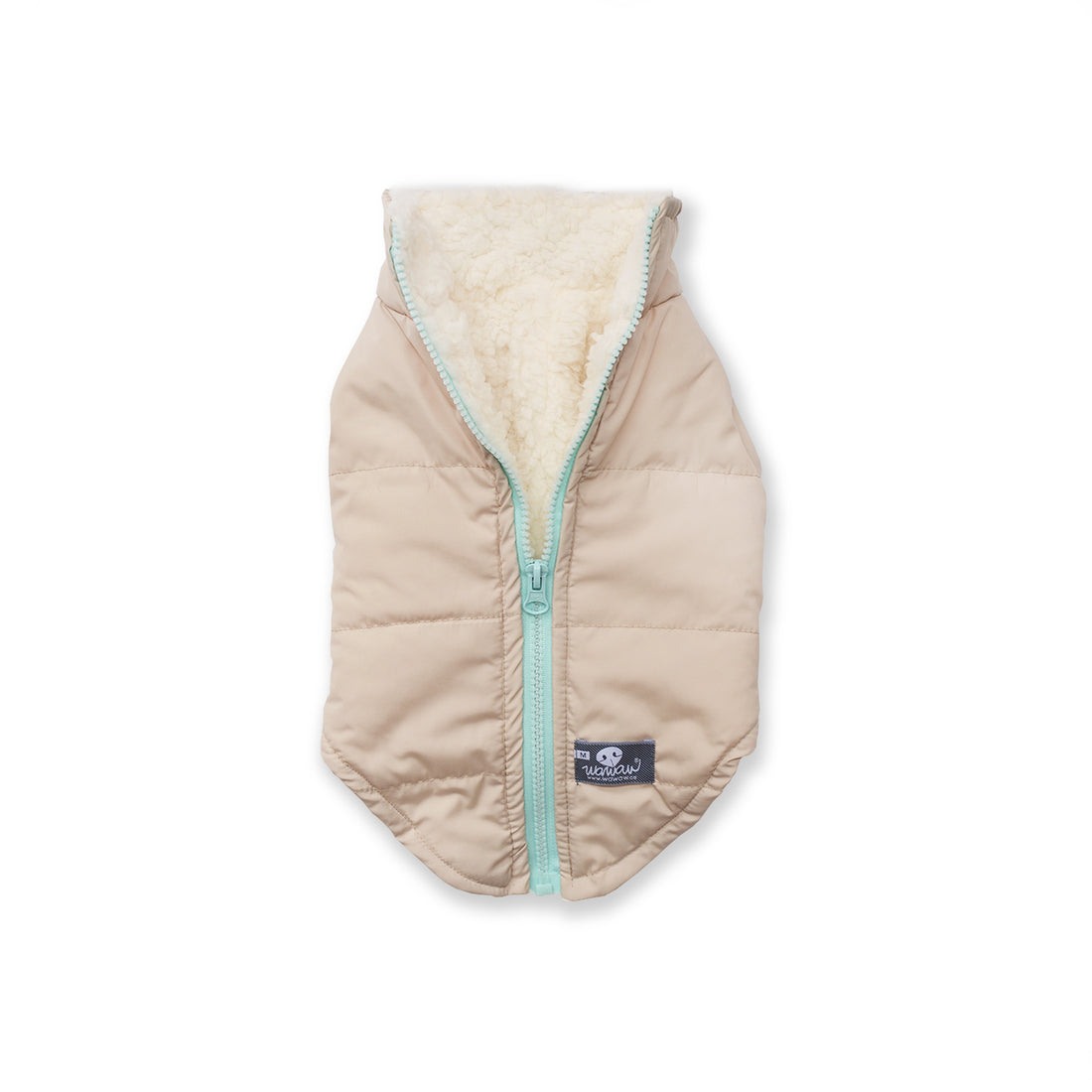 Chaleco marfil cremallera menta