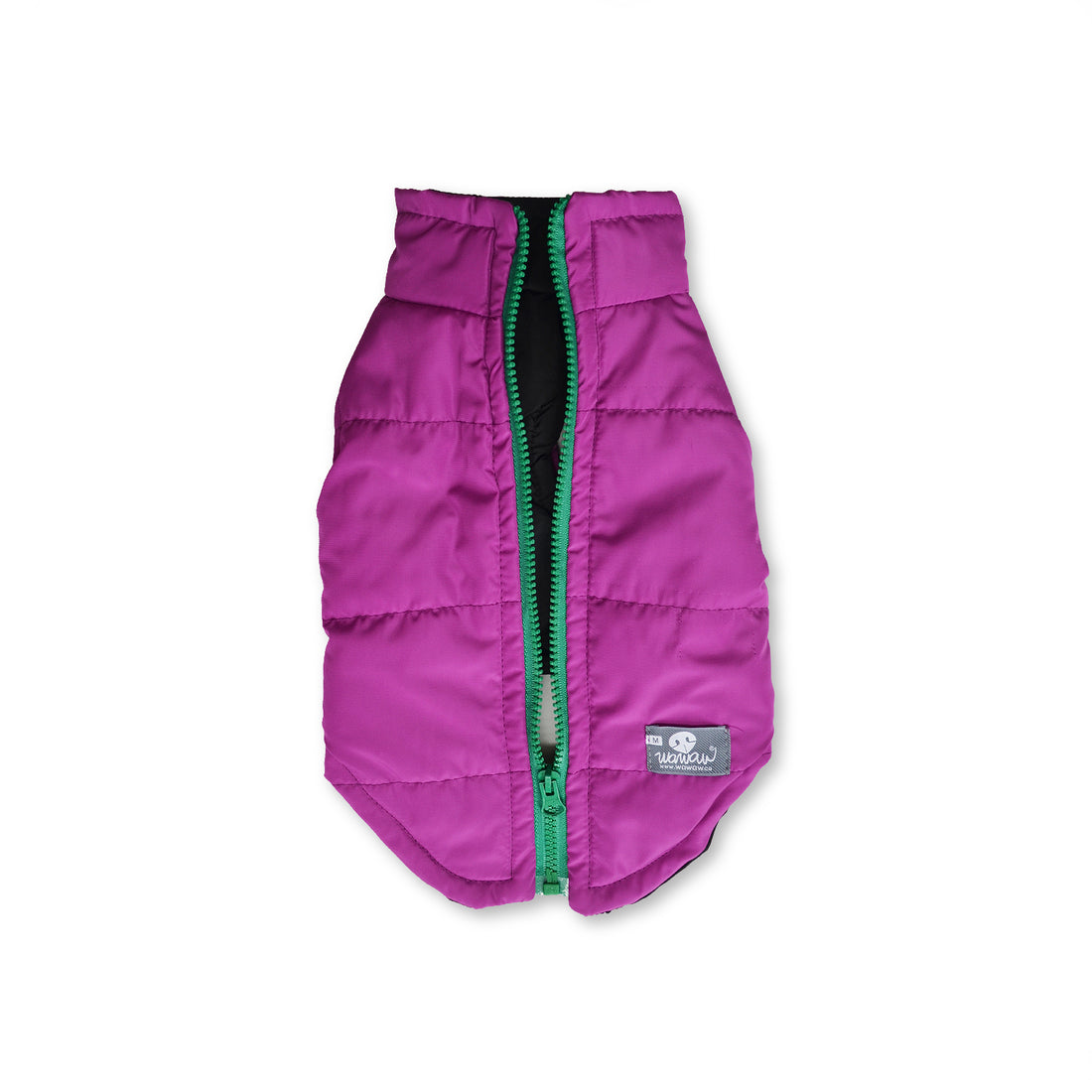 Chaleco morado cremallera verde pasto