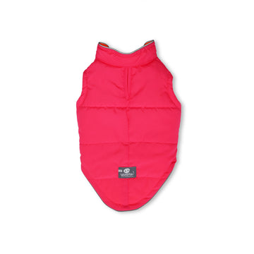 Chaleco  fucsia  reflectivo forro naranja neon