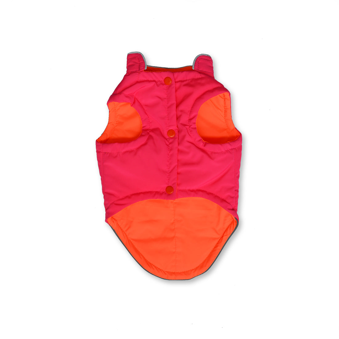 Chaleco  fucsia  reflectivo forro naranja neon