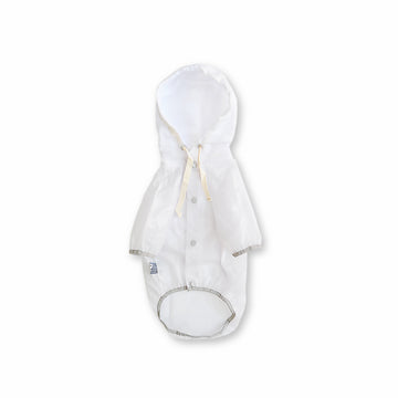 Chaqueta cortavientos transparente blanco Wawaw para mascotas perros y gatos.