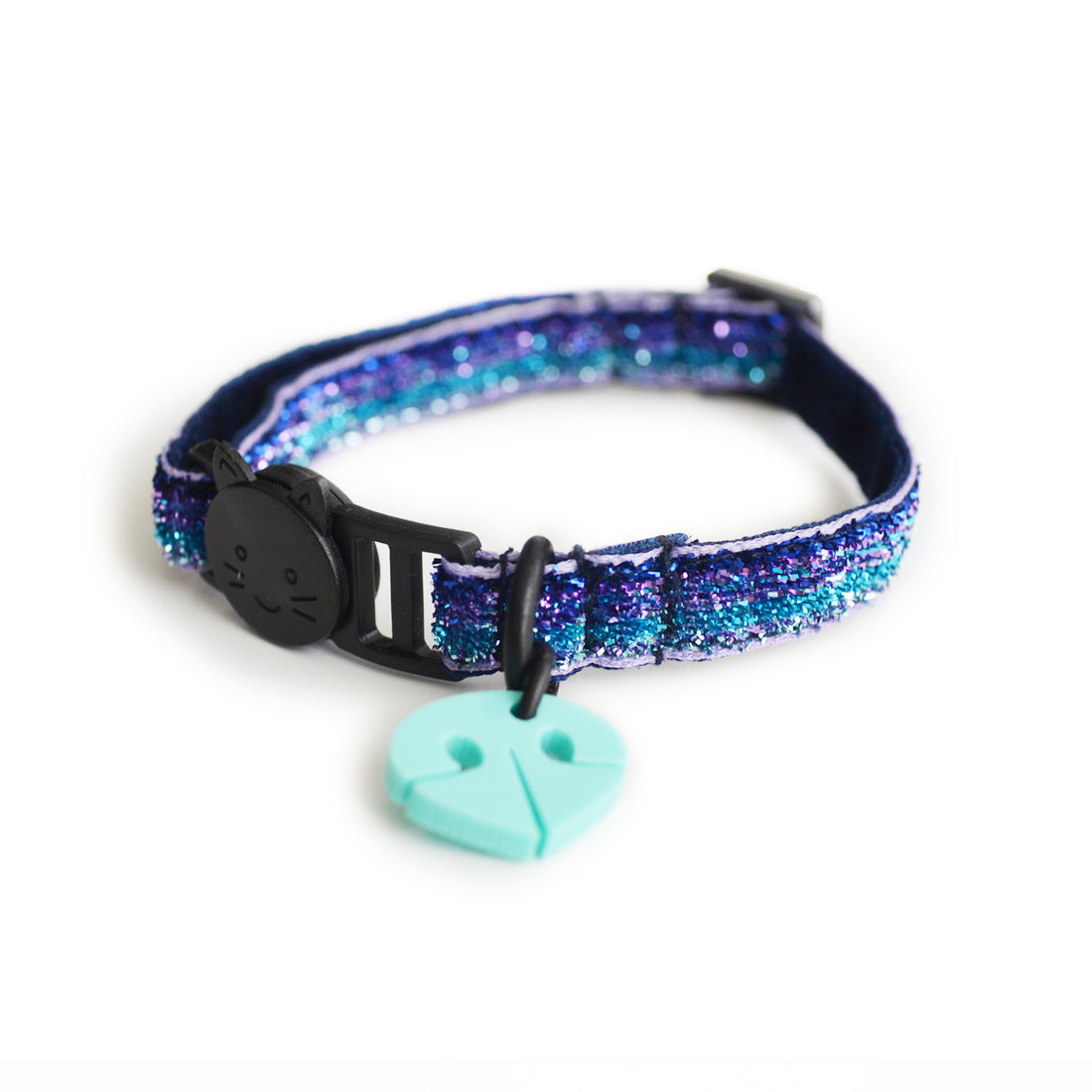 Collar gato lurex morado y azul Wawaw para mascotas perros y gatos.