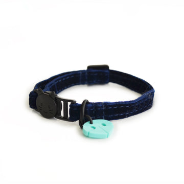 Collar gato terciopelo azul