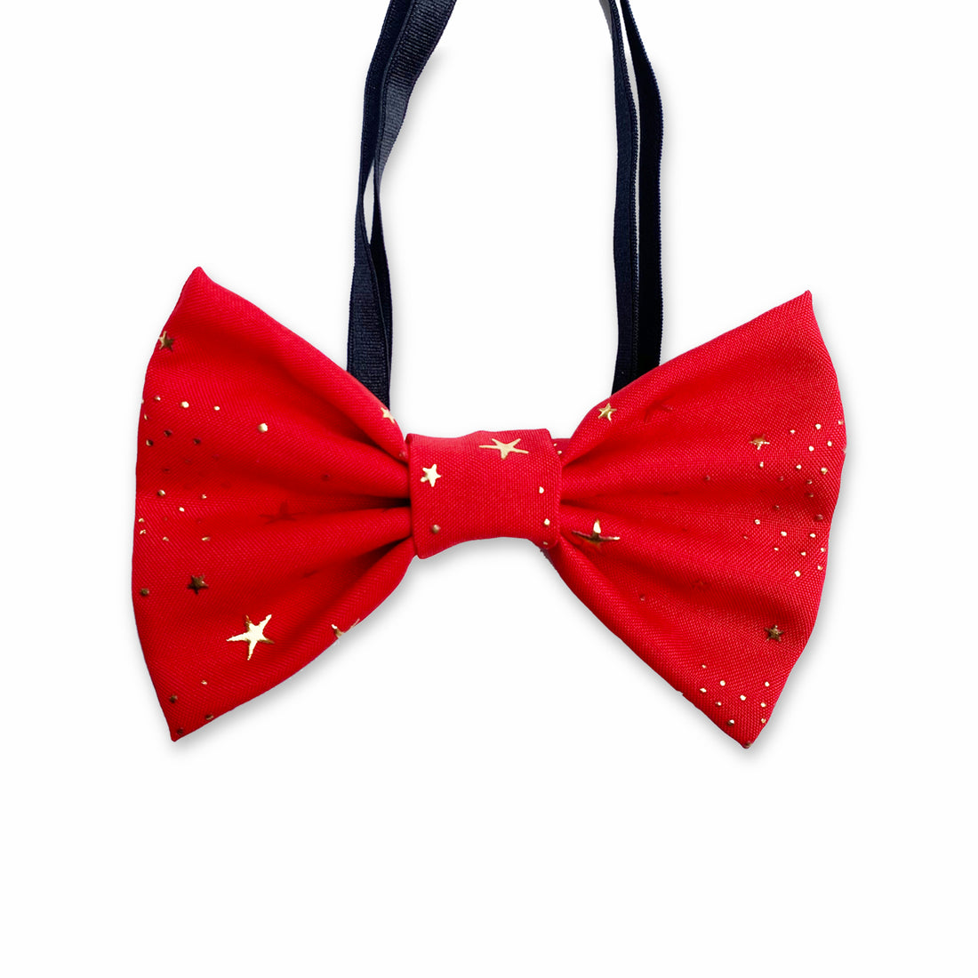 Corbatín rojo estrellas doradas Wawaw para mascotas perros y gatos.