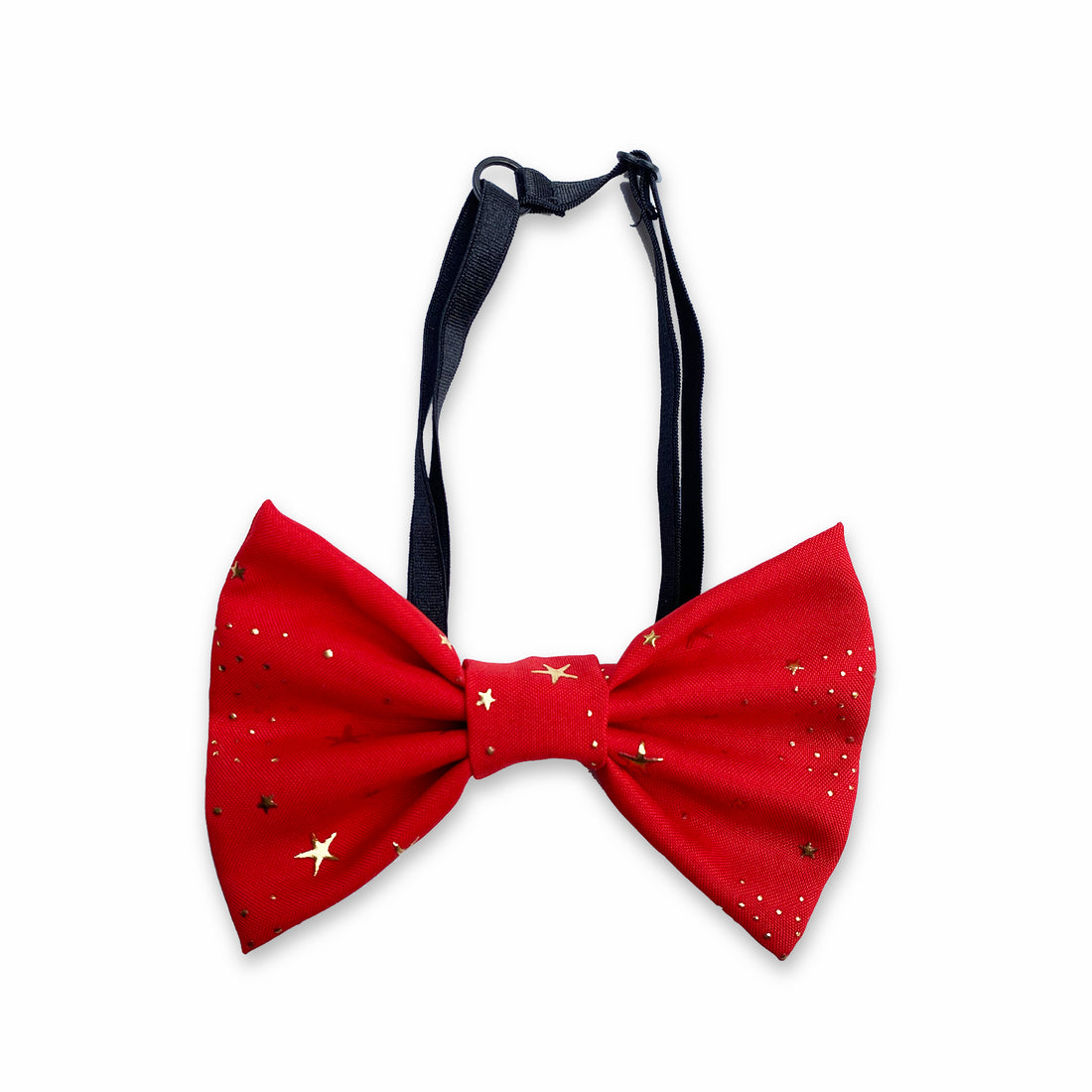 Corbatín rojo estrellas doradas Wawaw para mascotas perros y gatos.