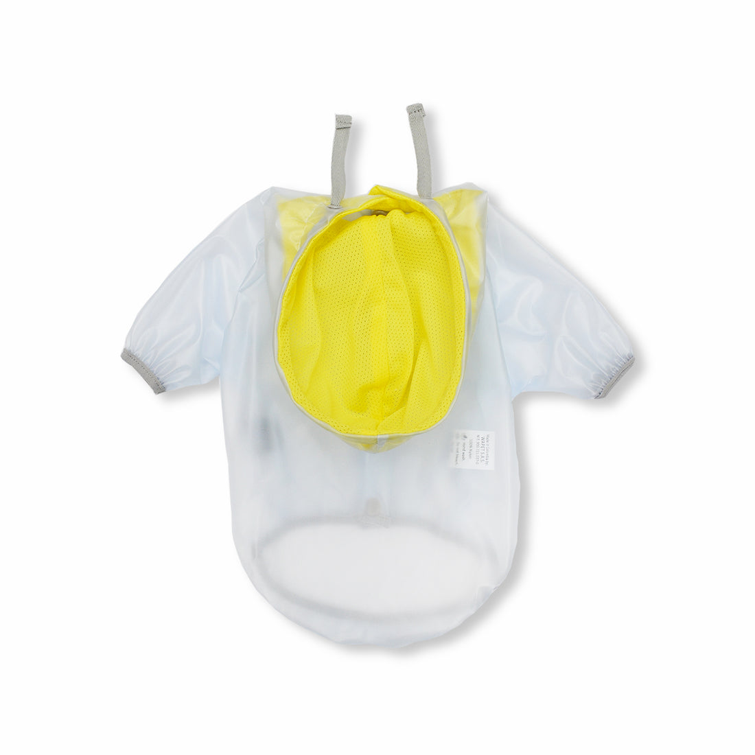 Chaqueta cortavientos transparente amarillo Wawaw para mascotas perros y gatos.