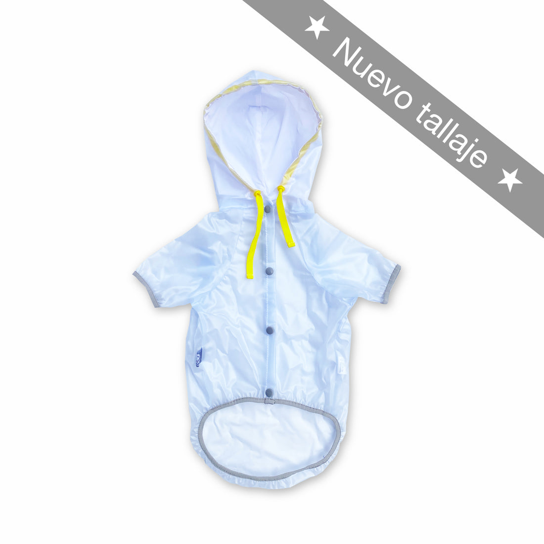 Chaqueta impermeable transparente y gris Wawaw para mascotas perros y gatos.