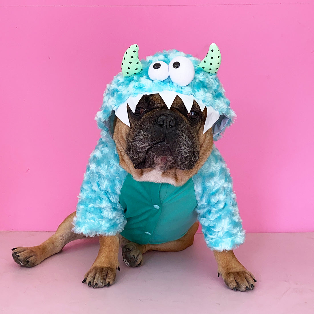 Disfraz monstruo azul Wawaw para mascotas perros y gatos.