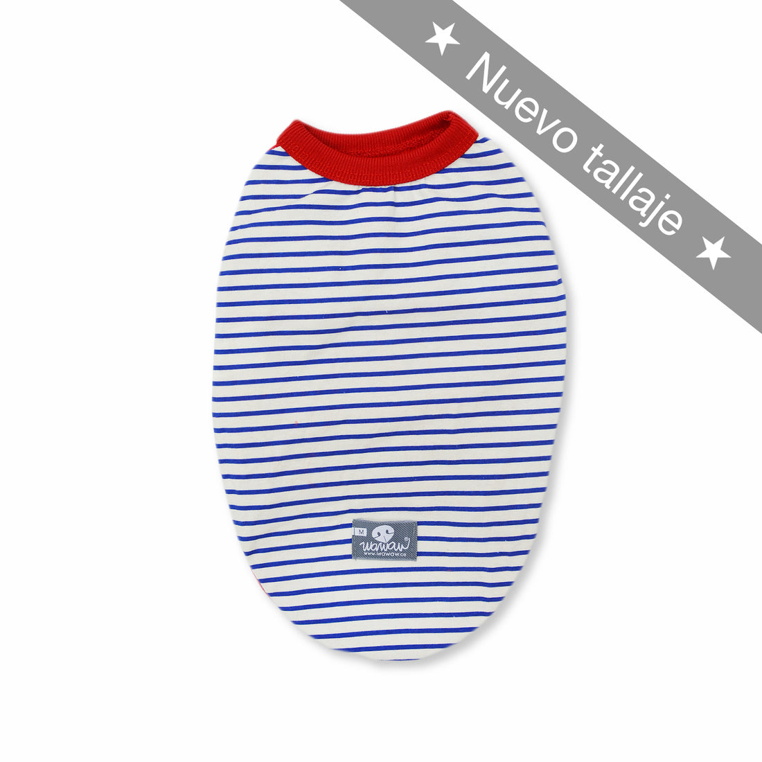 Esqueleto rojo rayas azules Wawaw para mascotas perros y gatos.