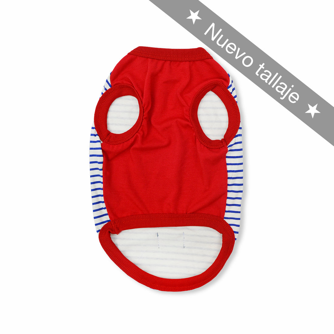 Esqueleto rojo rayas azules Wawaw para mascotas perros y gatos.