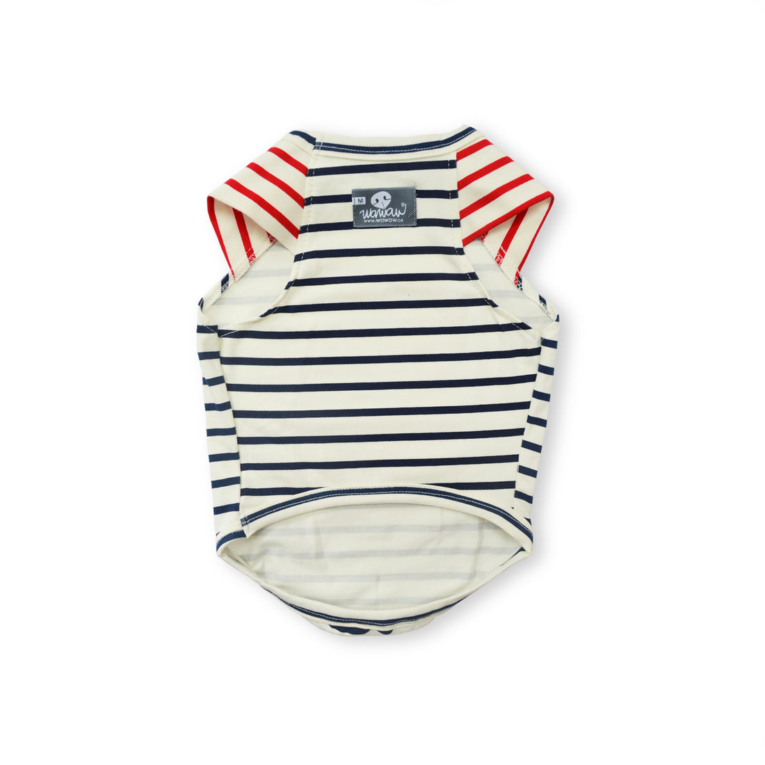 Esqueleto corte manga sisa marfil Panda rayas azul y rojo Wawaw para perros y gatos