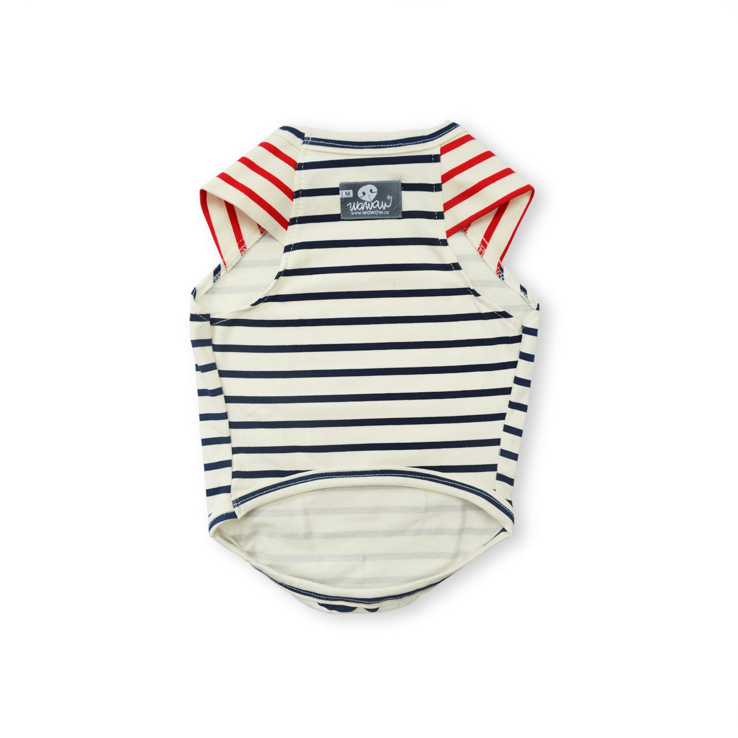 Esqueleto corte manga sisa marfil Panda rayas azul y rojo Wawaw para perros y gatos