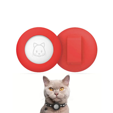 Funda redonda rojo para Apple Airtag ★ Para collares de 16 mm.