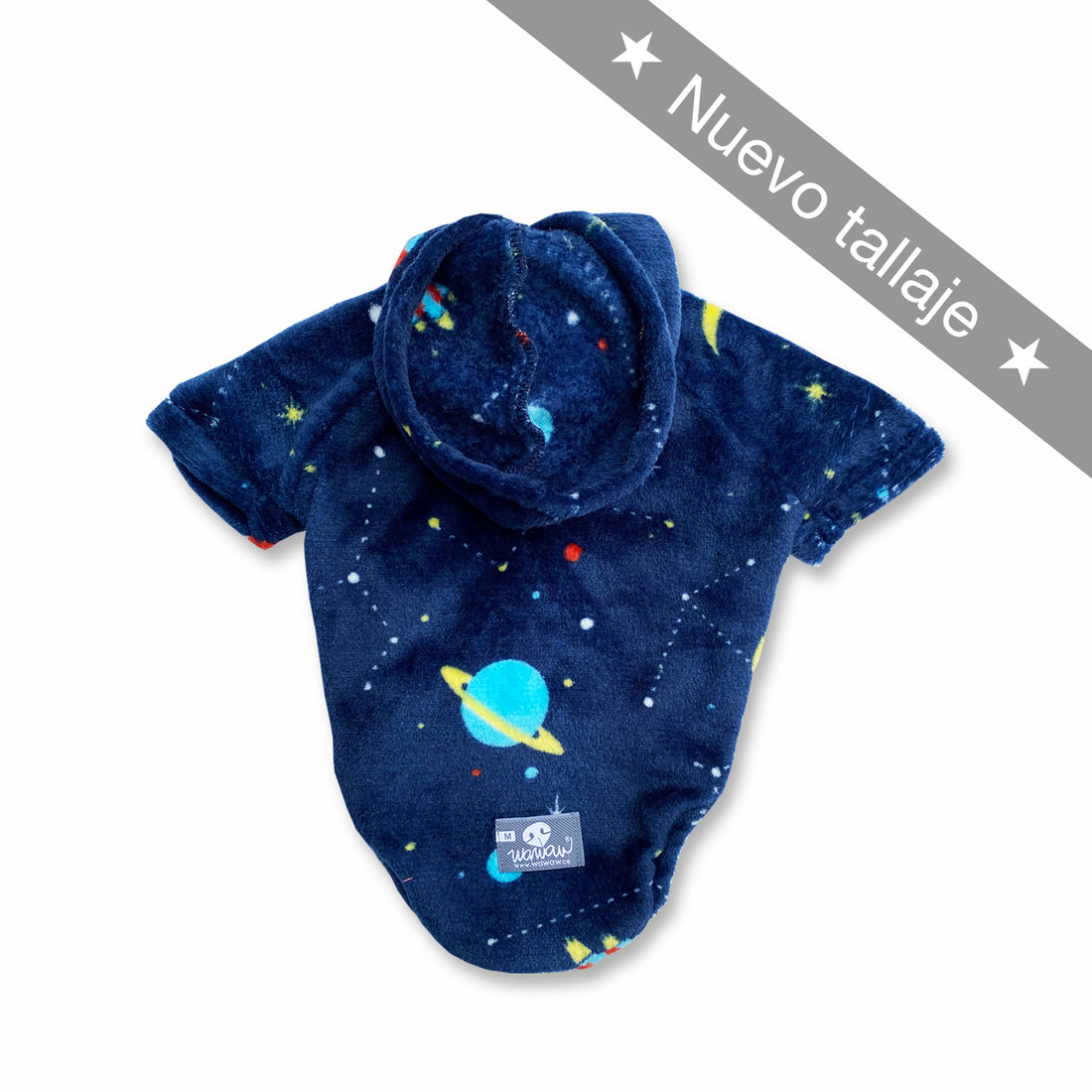 Hoodie espacial azul Wawaw para mascotas perros y gatos.