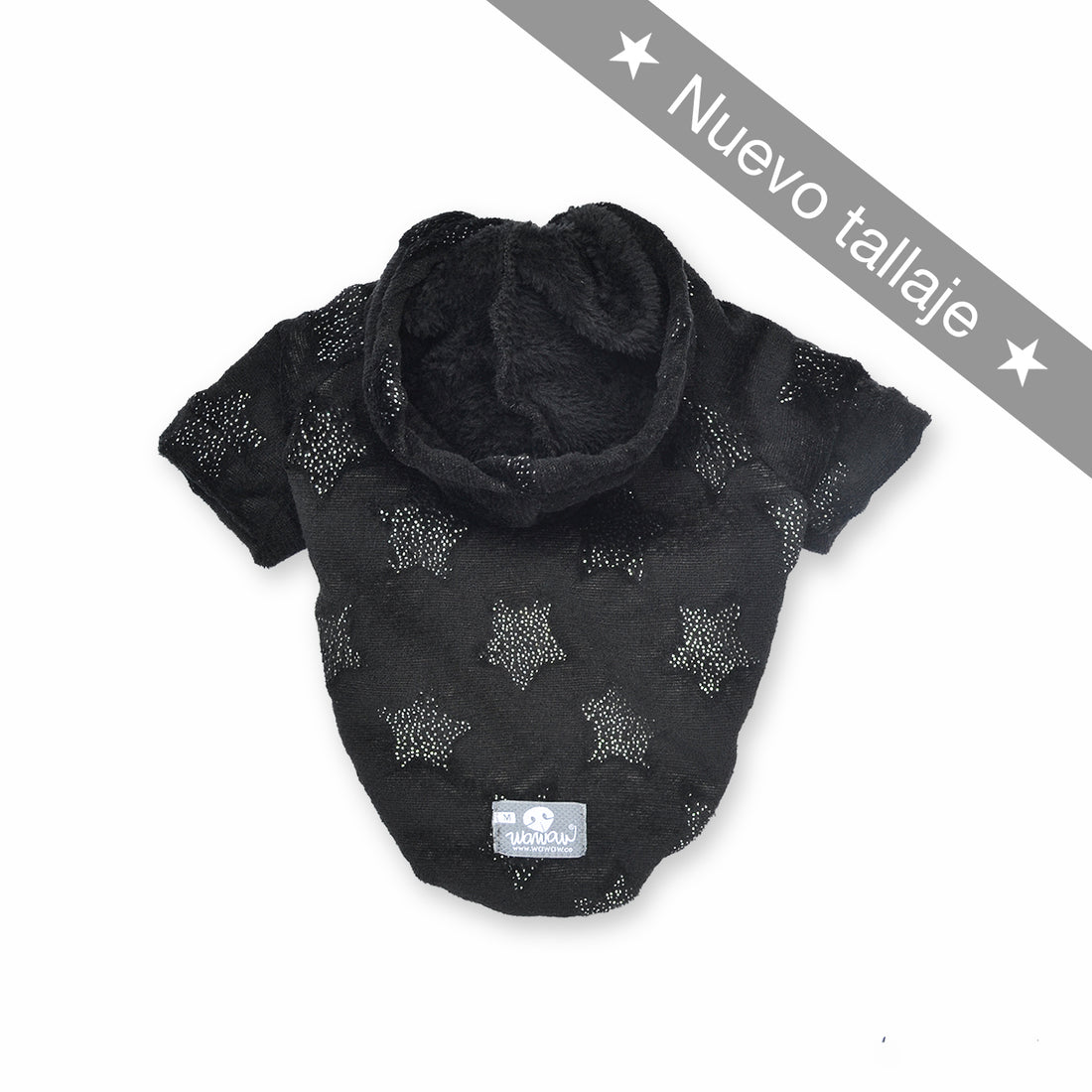 Hoodie negro estrellas Wawaw para mascotas perros y gatos.