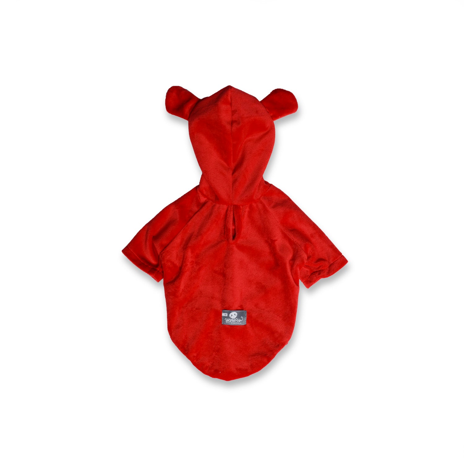 Hoodie orejas suavetina rojo Wawaw para mascotas perros y gatos.