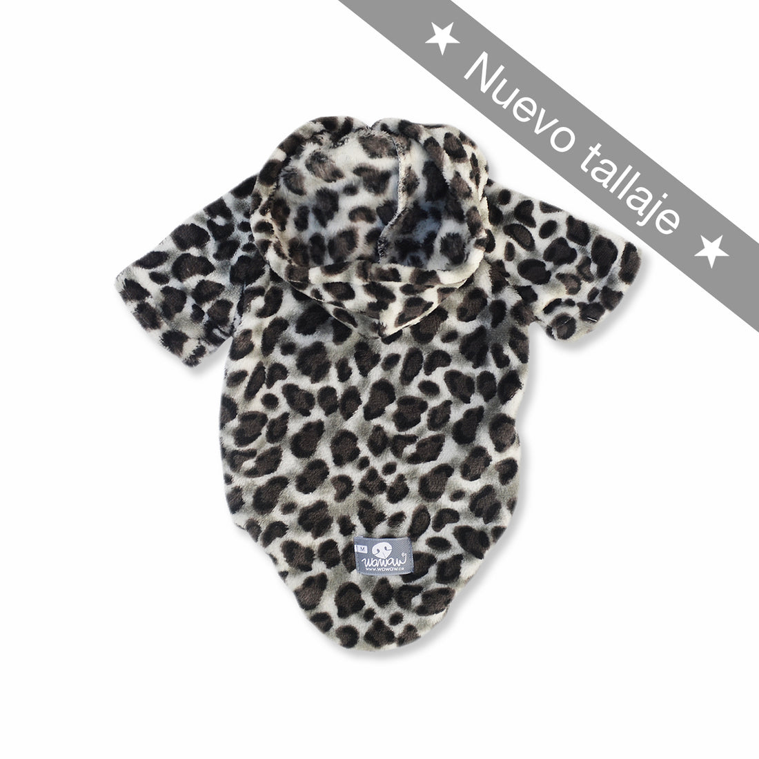 Hoodie animal print gris Wawaw para mascotas perros y gatos.