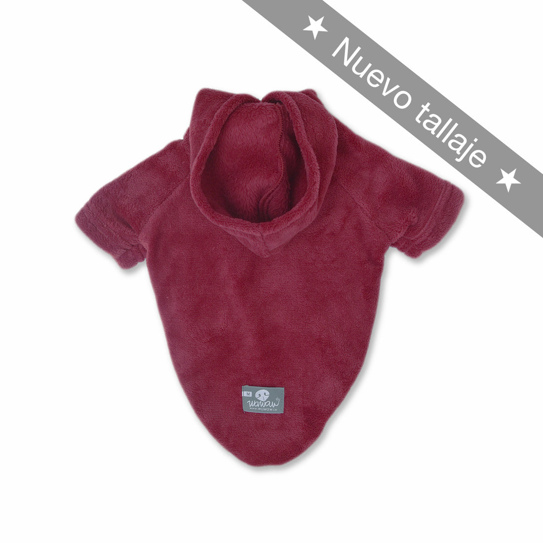 Hoodie vinotinto Wawaw para mascotas perros y gatos.