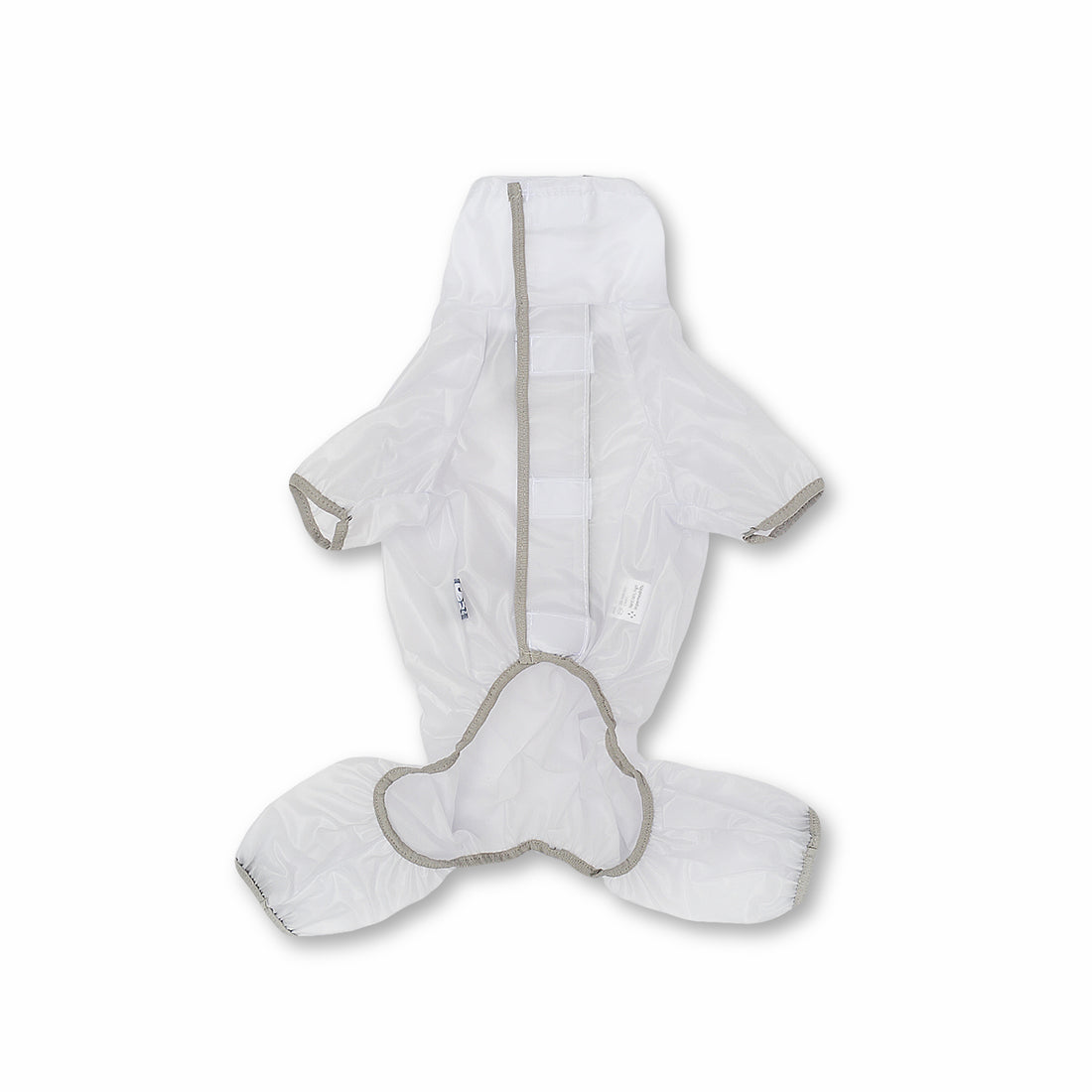 Impermeable 4 patas transparente cuello alto blanco